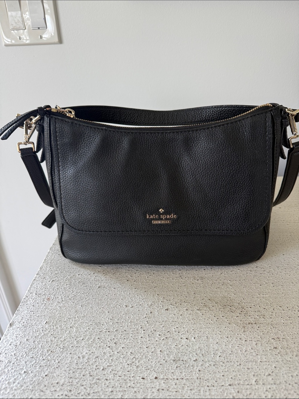 kate spade Black Pebbled Leather Convertible Crossbody
